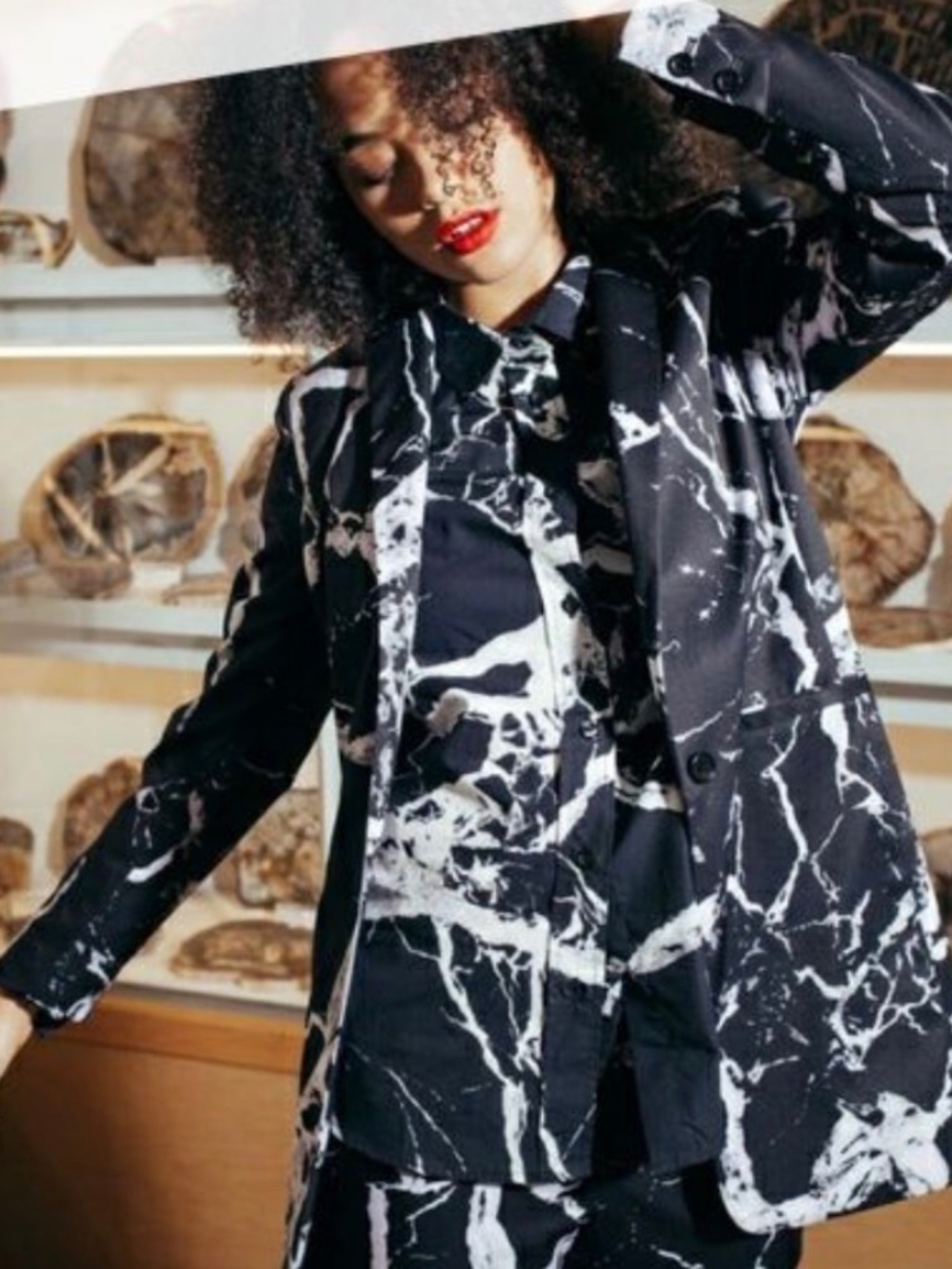 Wildfang Empower Marble Tux Black Blazer Womens M City Urban